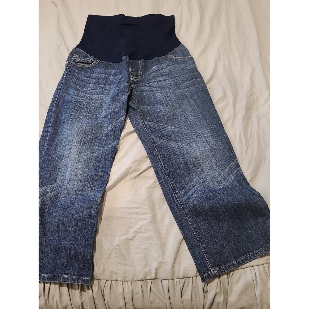 Liz Lange Maternity Womens Size 4‎ Denim Capri. Comfort tall waist panel, pullon